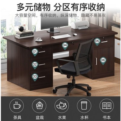 帶鎖辦公桌家用電腦桌臺式簡約桌子工作臺帶抽屜書桌職員桌椅組合