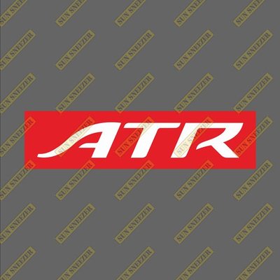 ATR 紅 航太公司 LOGO  橫幅防水貼紙 尺寸120X30MM