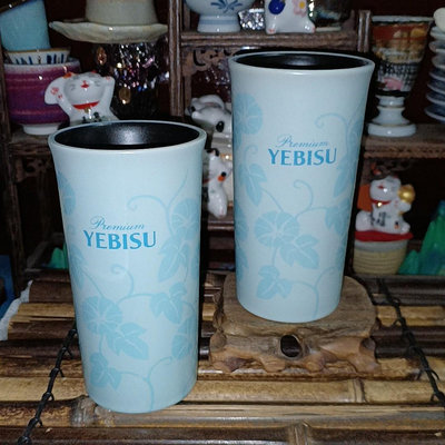 日本回流YEBISU惠比壽高端系列藍色牽牛花啤酒杯 惠比壽Y