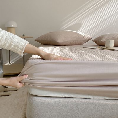 「COZY HOME」韓式床包 素色 鋪棉加高30cm床包 枕頭套單人雙人加大純棉直條保潔墊 床蓋夾棉加厚 床墊保護