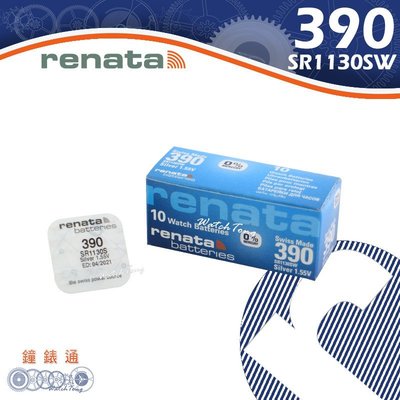 【鐘錶通】RENATA - 390 (SR1130SW) 1.55V/單顆 /Swatch專用電池├鈕扣電池/手錶電池┤