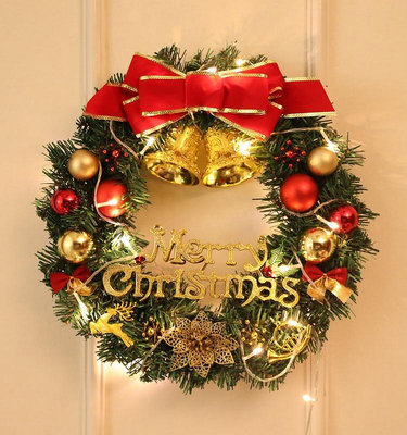 圣誕節裝飾品40cm50/60/80圣誕花環門掛圣誕樹掛件創意生日禮物-奇點家居