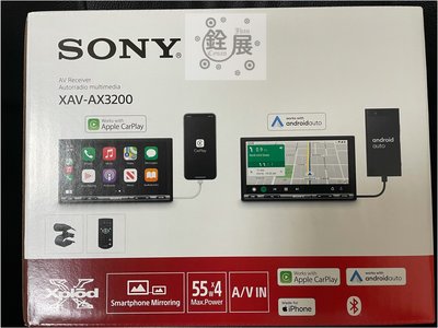 銓展汽車影音SONY XAV-AX3200 6.95吋 CarPlay/安卓/USB 防眩光 藍芽觸控主機 公司貨