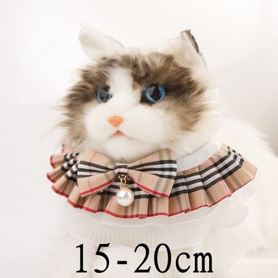 寵物項圈復古英倫格子項圈xs碼（15-20cm）小貓咪圍巾小狗蕾絲圍脖蝴蝶結飾品