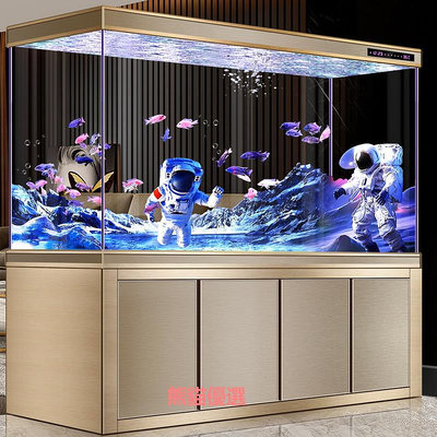 精品新款智能客廳魚缸大型免換水龍魚缸自循環輕奢玻璃生態水族箱