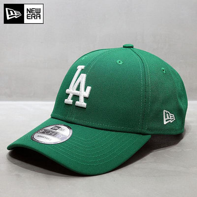 帽子女潮牌鴨舌帽MLB棒球帽硬頂經典款大標LA帽子綠色UU代購#