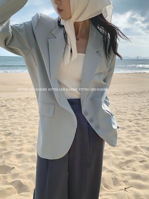【熱賣精選】kittin韓國大東門2022早春新款時尚設計感西裝料單排扣西服外套女