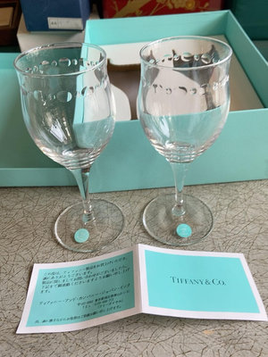 日本回流Tiffany水晶杯紅酒杯對杯，全新全品帶原盒，法國13576