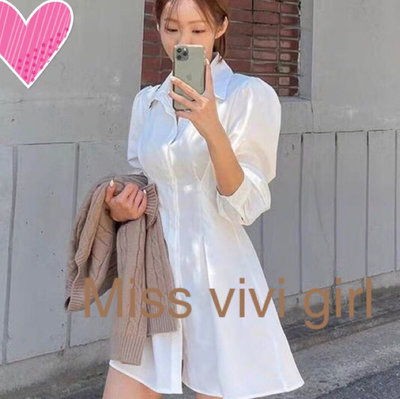 Miss vivi girl ~新款長襯衫，百搭上班族穿搭必備時尚/黑、白、卡其/ free/ 發訊訂購