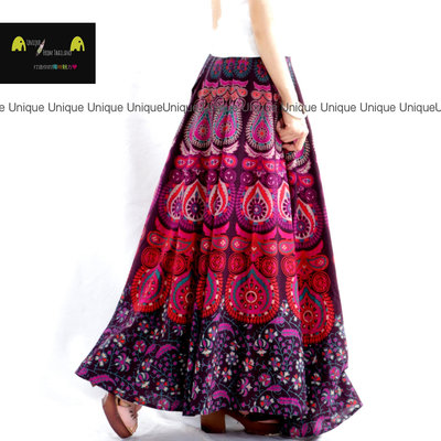 Unic＠🔥印度進口波西米亞風一片長裙『SL735紫🇮🇳印度純棉手工蓋印👗絕美異國風長裙』波西米亞 異國風 長裙 一片裙
