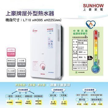 【上豪 熱水器】 屋外型防風二級節能 10公升 熱水器  GS-9303BS