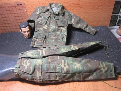 J5經理裝備 美軍遊騎兵1/6精緻迷彩服衣褲一套 (似國軍老兵款)