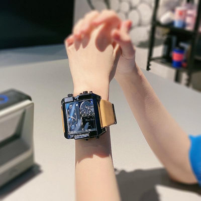 霸氣大表盤手錶 女炫酷方形表 黑科技高級感氚氣夜光男表女表 帥氣潮多功能