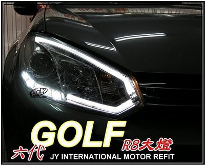 》傑暘國際車身部品《[實車照] VW GOLF 6代 光條 R8 大燈 golf 6代 09 10 11 12