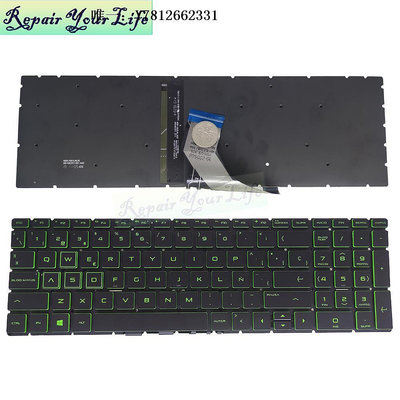 電腦零件適用于HP 惠普 15-DA 15-DB 250 255 G7筆記本鍵盤綠字背光 SP筆電配件