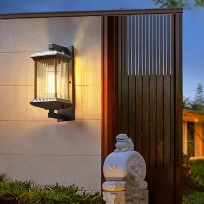 新中式戶外壁燈防水庭院別墅陽臺過道室外涼亭鄉村復古LED墻壁燈
