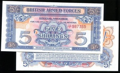 Great Britain（英國軍票），PM20d，5-Shilling，1948，品相全新UNC