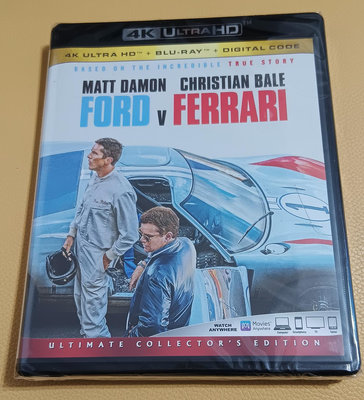 (現貨,正版美版,全新未拆)賽道狂人Ford v Ferrari 4K UHD+BD藍光雙碟版(UHD台灣繁體中文字幕)
