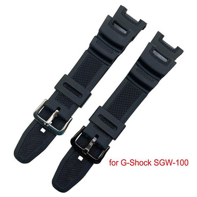 新款推薦 卡西歐 G-shock SGW-100 SGW100 橡膠運動防水男士替換帶手鍊手錶配件的矽膠錶帶-可開發票
