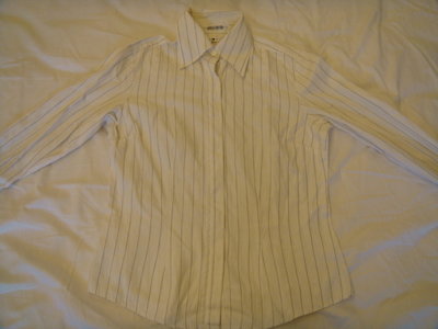Tommy Hilfiger 2號白色直條紋長袖襯衫