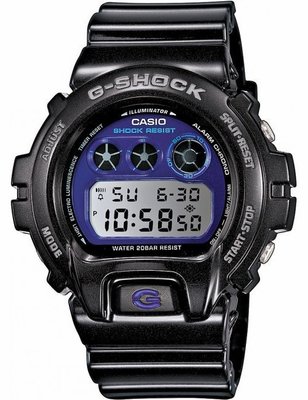G-SHOCK CASIO 卡西歐型男潮流煙燻金屬黑框紫藍面鏡面處理電子錶 型號：DW-6900MF-1【神梭鐘錶】