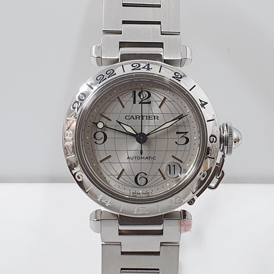 Cartier卡地亞 W31029M7 帕夏Pasha 系列GMT 兩地時區 錶徑35mm 自動上鍊 大眾當舖L675
