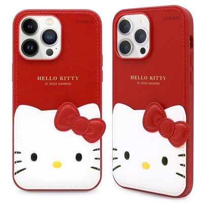 GARMMA Hello Kitty iPhone 14 Pro Max Plus 手掌帶燙金皮革保護套