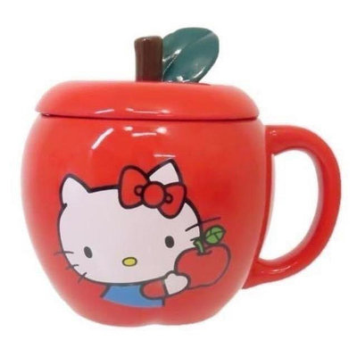 HELLO KITTY凱蒂貓蘋果🍎造型馬克杯附蓋 杯子 咖啡杯 茶杯 水杯 生日禮物 （預購優惠）