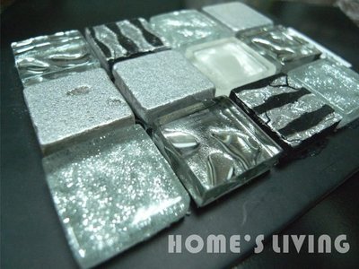 [磁磚精品HOME'S LIVING]2.3*2.3 水晶 玻璃 銀箔 馬賽克 磚 晶亮銀 設計旅店 宜蘭民宿 餐廳 飯店