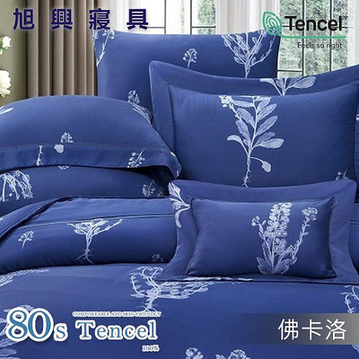 【旭興寢具】Tencel 100%80支天絲萊賽爾纖維 加大6x6.2尺 薄床包舖棉兩用被四件式組-佛卡洛