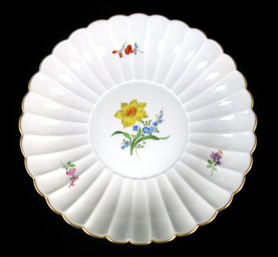 德國麥森Meissen 手繪Blumen系列二花品深瓷盤