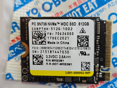 WD SN735 2230 NVMe WDC SSD 512G