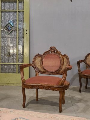 【卡卡頌  歐洲古董】特價!法國 藤背 古典雕刻 單人 扶手椅  主人椅 沙發  法式椅 歐洲老件 ch0935 ✬