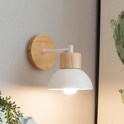 北歐墻壁燈led創意簡約過道臥室房間客廳實木走廊兒童床頭燈