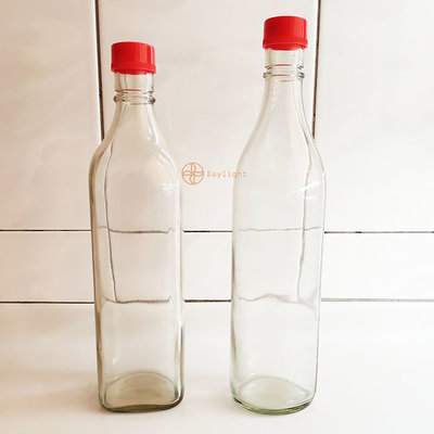 【Daylight】現貨-台灣製玻璃瓶(含子母蓋)600cc紅蓋方瓶/圓瓶/檸檬醋/果醋瓶/空酒瓶/水果醋/蜂蜜瓶