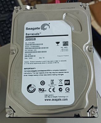 希捷 Seagate 硬碟 HDD 3TB 3.5吋 SATA