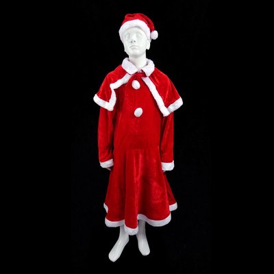女童耶誕聖誕裝節慶派對 絨布小女生聖誕衣-130cm/150cm