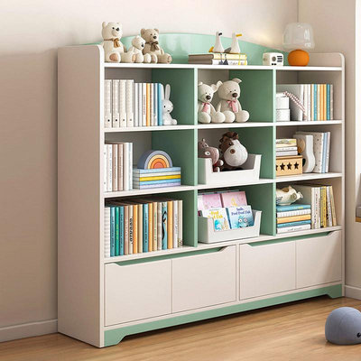 兒童書架置物架閱讀架落地簡易玩具儲物收納架矮柜子家用學生書柜