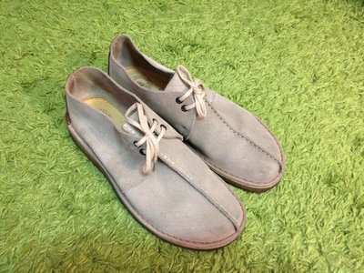 真品美國Clarks灰色沙漠靴子手工真皮麂皮休閒鞋10.5號