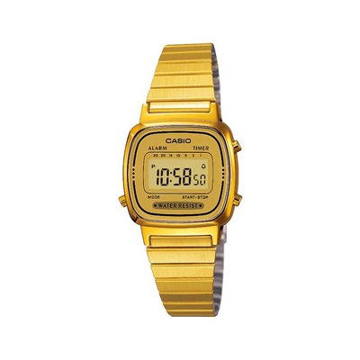 【金台鐘錶】CASIO 卡西歐 熱銷 復古小金錶 方形數位電子錶 (金色)(女錶) LA670WGA-9