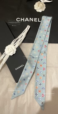 時尚萬歲 Chanel超美水藍色限量愛心絲巾