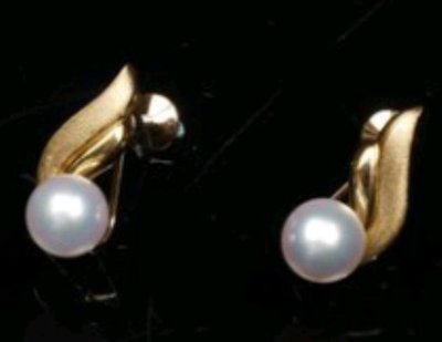 Mikimoto 18k金 珍珠耳環 耳夾