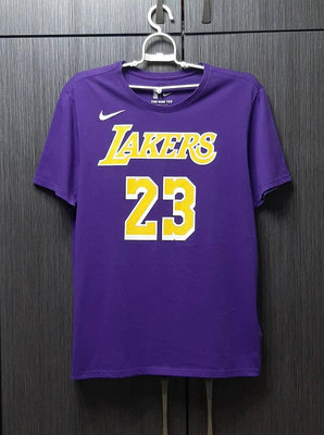 正品Nike NBA Lakers James洛杉磯湖人隊詹姆斯紫金23號短袖T恤2XL