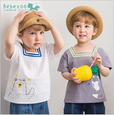 ✽Summer 夏✽韓國Bebezoo男童簡約休閒動物印花短袖上衣