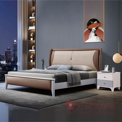 [紅蘋果傢俱] 簡約系列 MX-A813 床架 實木床架 雙人床架 雙人加大 環保水性漆 布床 科技布