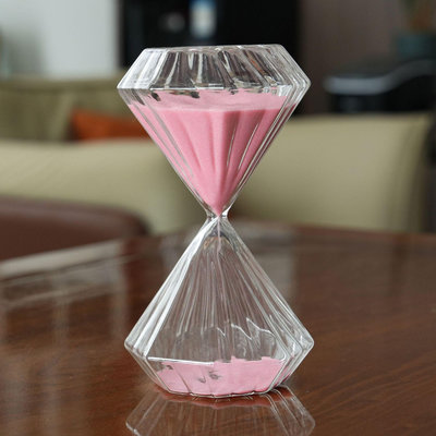 快速出貨 創意ins粉色條紋沙漏計時器鉆石款玻璃沙漏家居擺件擺件廠家批發