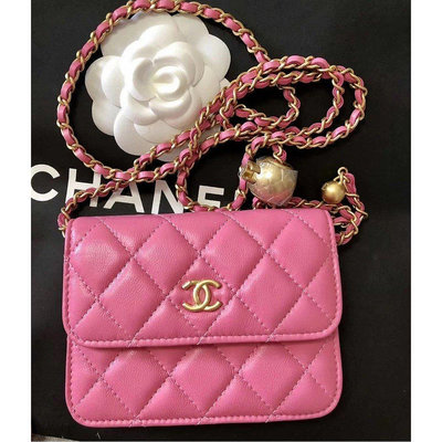 CHANEL 香奈兒 AP1461 金球腰包羊皮 MINI金鏈 零錢包腰包/斜背包可調節