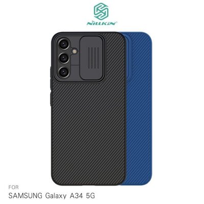 時尚經典紋理設計 四角包邊 NILLKIN SAMSUNG Galaxy A34 5G 黑鏡保護殼 手機殼