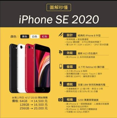 iphone SE2 128G--SE2--指紋辨識--4K拍攝--防水防塵--公司貨--9.9新--可舊機折抵--