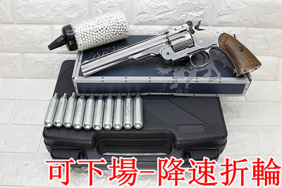 台南 武星級 可下場-降速左輪 WG MAJOR3 美式折輪 手槍 CO2槍 銀 + CO2小鋼瓶 + 奶瓶 + 槍盒